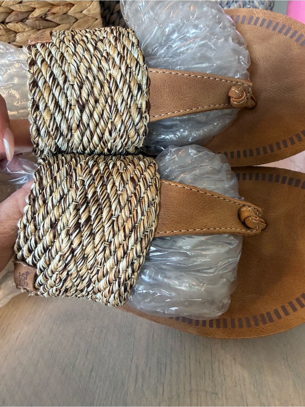 Flojos Braided Tan Thong Sandals - Picture 4 of 7